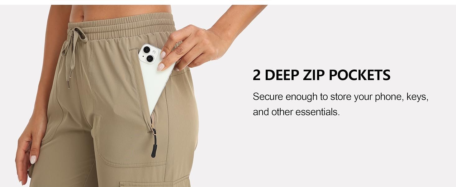 - Zippered pockets