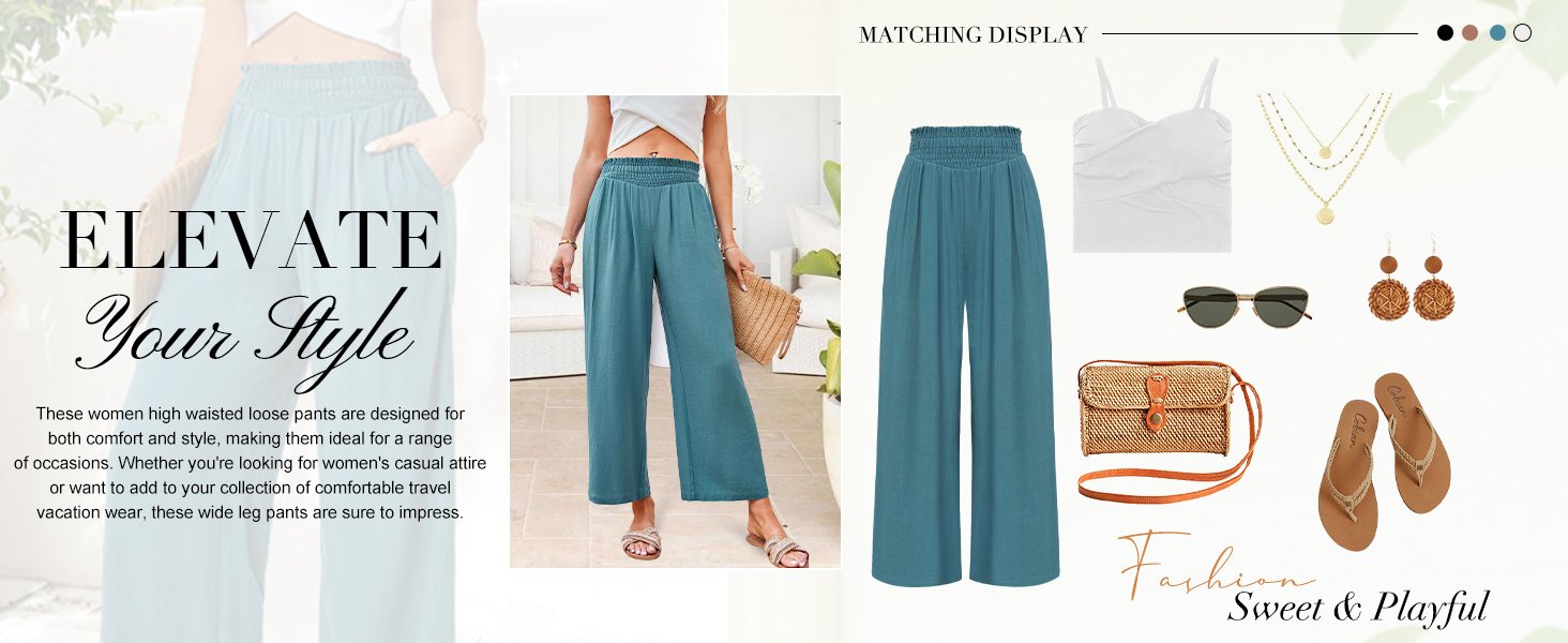 Summer Bohemian high waist wide leg pants 1