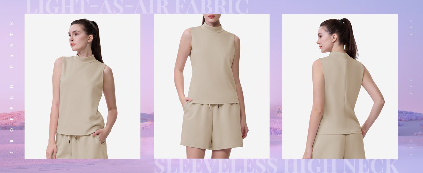 Women's summer two-piece suit turtleneck vest high waist shorts casual suit