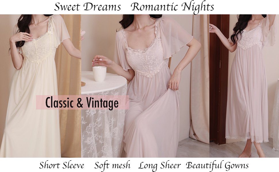 Women's Victorian Style Nightgown Sleepwear Nightgown Robe