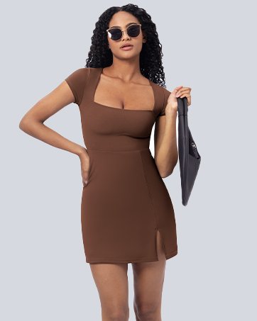 Women's Summer Cap Sleeve Square Neck Mini Dress Short Night Out Tennis Dress 2024 Fashion Clothing