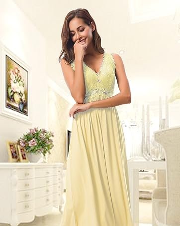 Nightgown Women's Nightgown Long V Neck Nightdress Lace Sleeveless Women's Nightdress Elegant