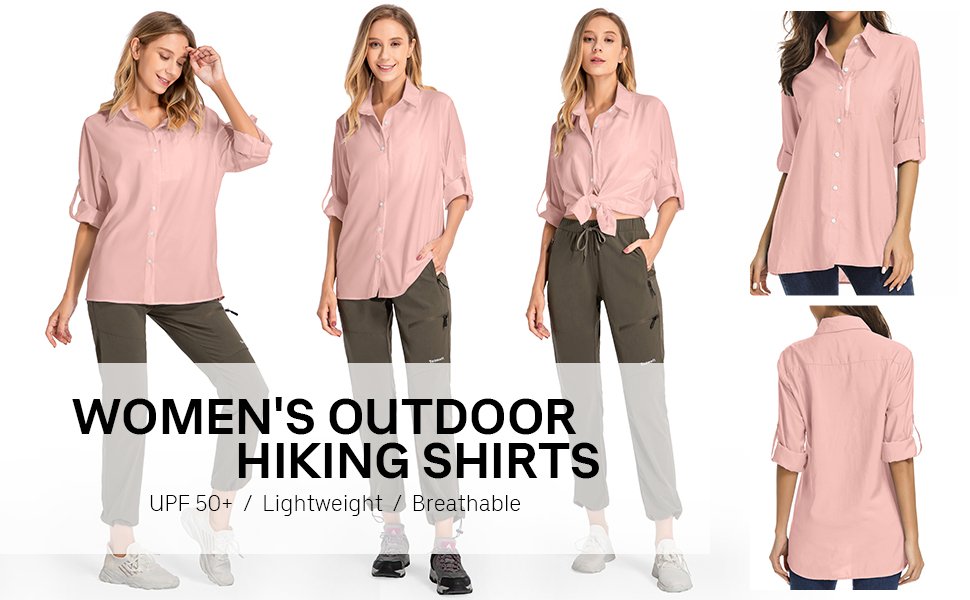 Women's PFG Long Sleeve Hiking Shirt, UPF 50+ Moisture Wicking UV Protection Sun Protection Hunting Shirt