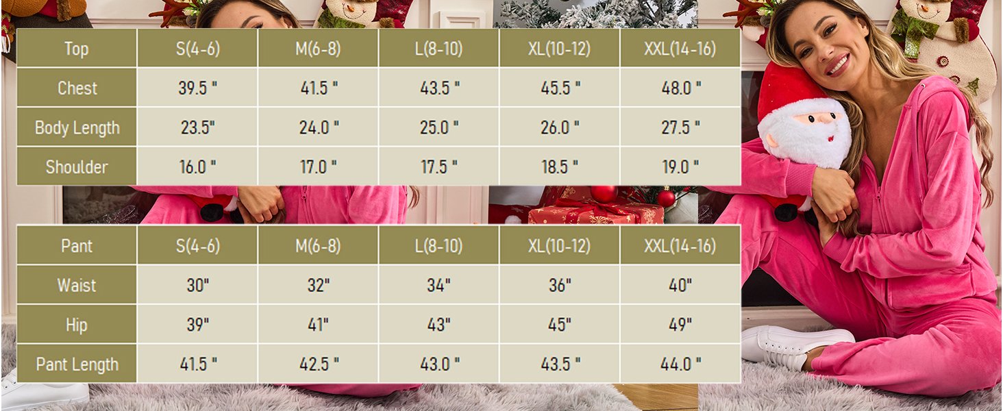 Velvet Tracksuit Size Chart